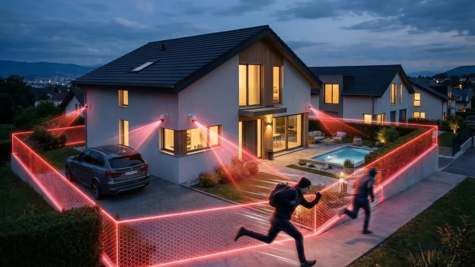 Cyber Gardien : trois individus prenant la fuite devant la zone de détection de la vidéosurveillance Genève